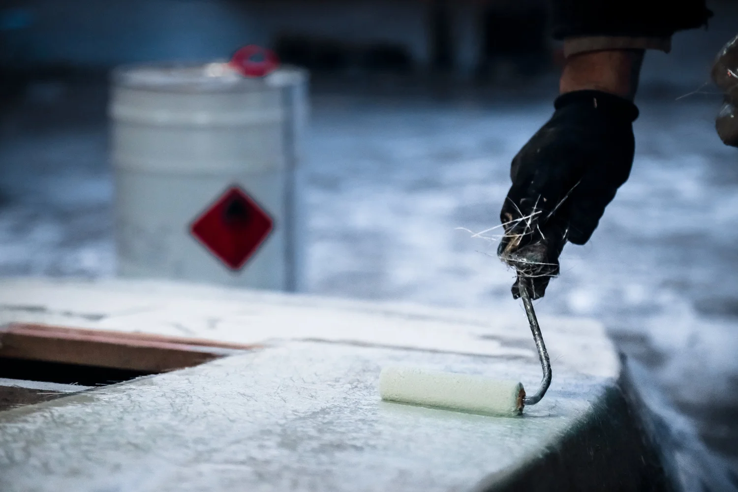 Fibreglass repair work in progress at Boat Repairs Melbourne workshop