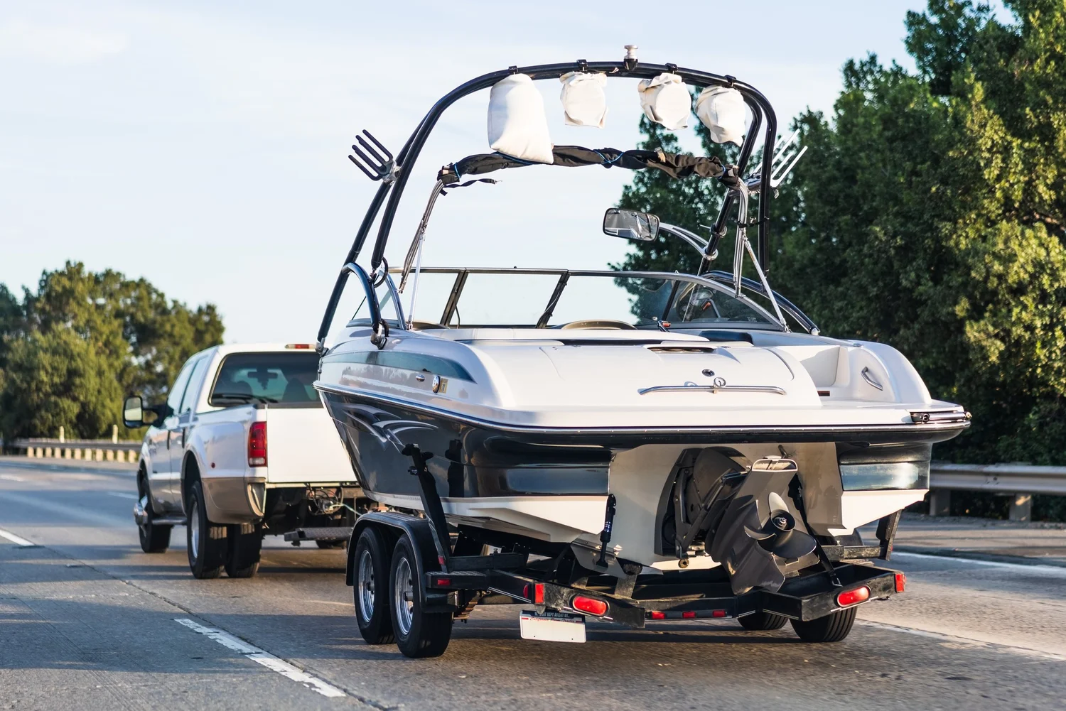 Fibreglass boat on trailer awaiting repairs at Boat Repairs Melbourne, Braeside VIC